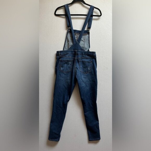 Wax Jean distressed frayed slim denim jean overalls Sz M - Picture 2 of 8